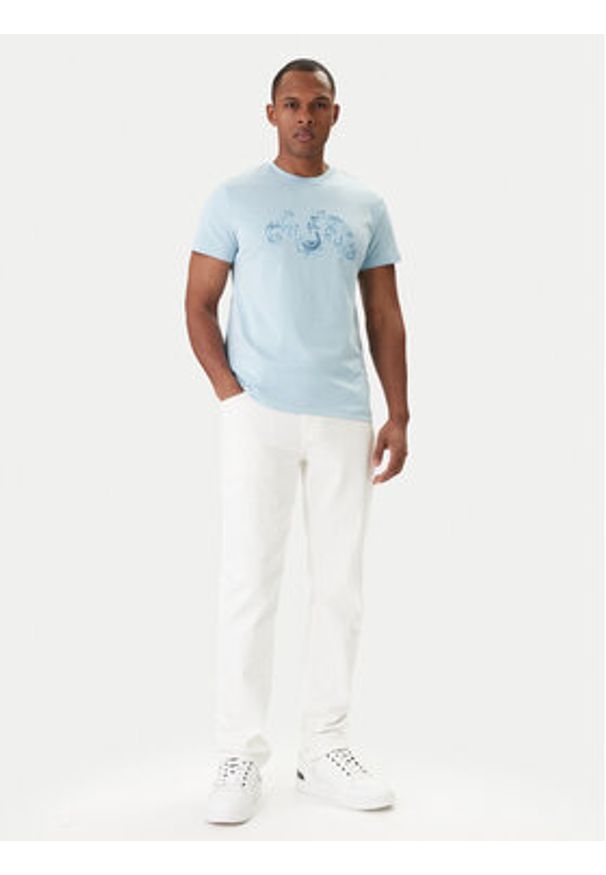 Versace Jeans Couture T-Shirt 80GAHE02 CJ00E Niebieski Regular Fit. Kolor: niebieski. Materiał: bawełna