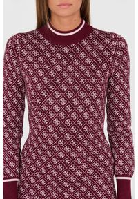 Guess - GUESS Bordowa damska sukienka, Rozmiar S. Okazja: na co dzień. Kolor: czerwony. Styl: casual
