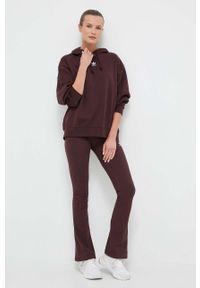 adidas Originals bluza damska kolor brązowy z kapturem gładka. Typ kołnierza: kaptur. Kolor: brązowy. Materiał: materiał. Wzór: gładki #5