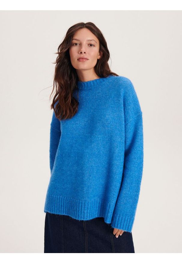 Reserved - Sweter z domieszką wełny - niebieski. Kolor: niebieski. Materiał: wełna