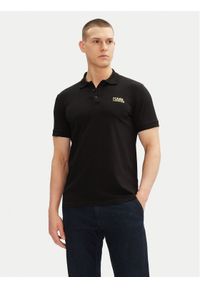 Karl Lagerfeld - KARL LAGERFELD Polo 745088 552235 Czarny Regular Fit. Typ kołnierza: polo. Kolor: czarny. Materiał: bawełna