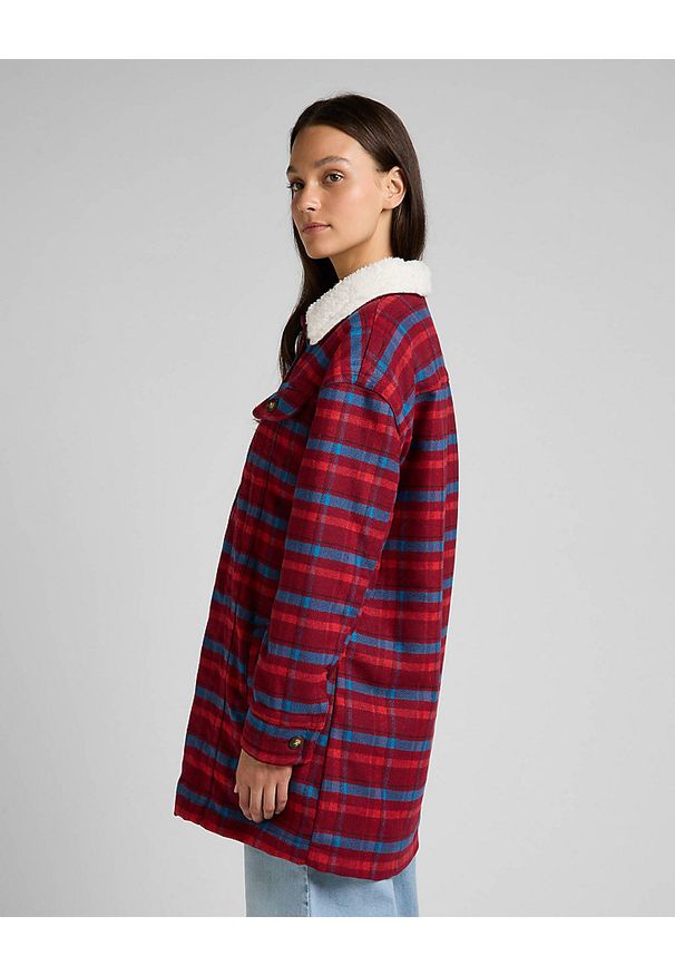 Lee - LEE WOOL COAT DAMSKA KURTKA PRZEJŚCIOWA SHERPA SCARLET L55HBJ10 112320686
