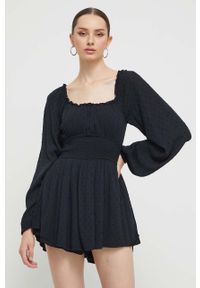 Hollister Co. kombinezon kolor czarny. Kolor: czarny. Materiał: tkanina #1