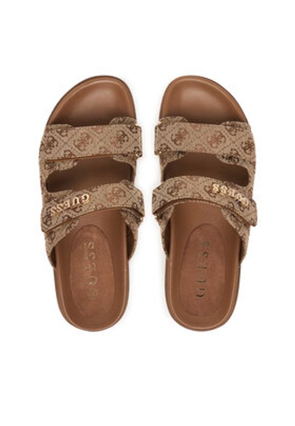 Guess Klapki FLJF2X FAL03 Beżowy. Kolor: beżowy. Materiał: materiał
