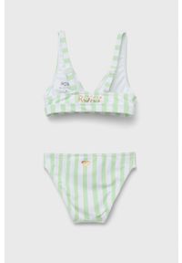Roxy dwuczęściowy strój kąpielowy dziecięcy kolor zielony. Kolor: zielony. Materiał: poliester, dzianina. Rodzaj stanika: odpinane ramiączka #3