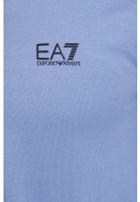 EA7 Emporio Armani bluza bawełniana męska kolor niebieski z kapturem gładka. Okazja: na co dzień. Typ kołnierza: kaptur. Kolor: niebieski. Materiał: bawełna. Wzór: gładki. Styl: casual #5