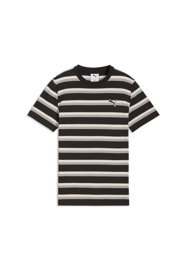 Puma - Młodzieżowa koszulka Essentials w paski PUMA. Kolor: czarny. Wzór: paski. Sport: fitness