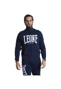 LEONE 1947 APPAREL - Męska bluza zapinana na zamek i stójka Leone 1947 Apparel. Typ kołnierza: kołnierzyk stójkowy. Kolor: niebieski. Materiał: tkanina. Sport: fitness