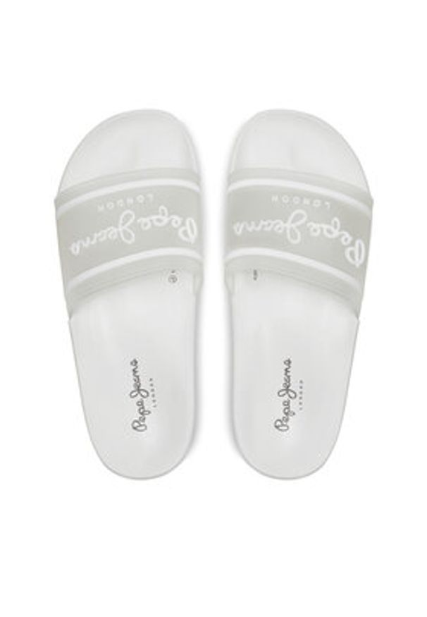 Pepe Jeans Klapki Slider Translucent W PLS70147 Biały. Kolor: biały. Materiał: syntetyk