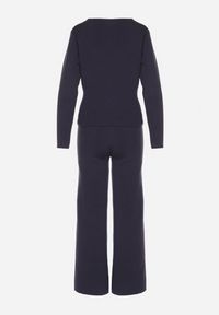 Born2be - Granatowy Dzianinowy Komplet z Wiskozą w Eleganckim Stylu Kardigan i Spodnie Delisana. Kolor: niebieski. Materiał: wiskoza, dzianina #7