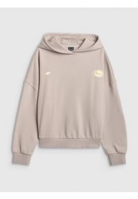 4f - 4F Bluza dresowa oversize z kapturem damska - szara M. Okazja: na co dzień. Typ kołnierza: kaptur. Kolor: szary. Materiał: dresówka. Długość: długie. Styl: sportowy, casual #1