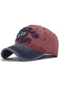 Pako Jeans - Czapka z Daszkiem, Czerwono-Granatowa, Wiosenno-Letnia, z Regulacją Rozmiaru, Bawełniana. Kolor: czerwony. Materiał: bawełna. Wzór: napisy. Sezon: wiosna, lato #1