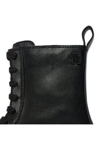 TOMMY HILFIGER - Tommy Hilfiger Botki Sporty Leather Flat Boot FW0FW07799 Czarny. Kolor: czarny. Materiał: skóra. Styl: sportowy #4