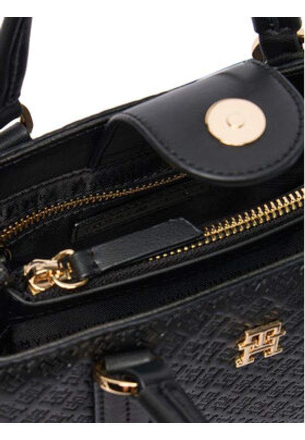 TOMMY HILFIGER - Tommy Hilfiger Torebka Th Daily Mini Tote Mono AW0AW18416 Czarny. Kolor: czarny. Materiał: skórzane