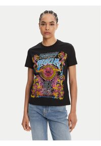 Versace Jeans Couture T-Shirt 78HAHC03 Czarny Regular Fit. Kolor: czarny. Materiał: bawełna