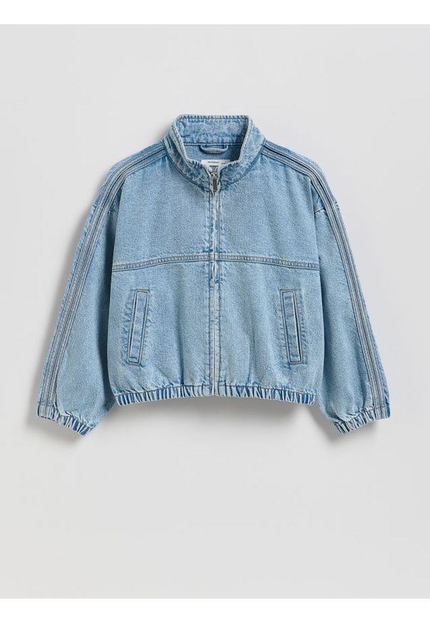 Reserved - Jeansowa kurtka ze stójką - niebieski. Kolor: niebieski