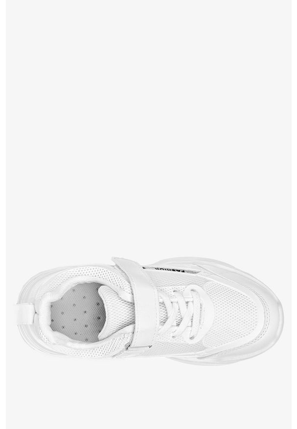 Casu - Białe buty sportowe na rzep brokatowy pasek casu 18/3/21/m. Zapięcie: rzepy. Kolor: biały