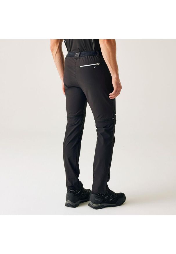 Regatta - Męskie górskie spodnie trekkingowe zip off. Kolor: czarny. Materiał: materiał. Sport: turystyka piesza
