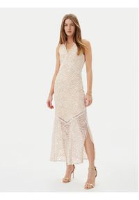 Guess Sukienka koktajlowa W5GT37 KCS90 Beżowy Slim Fit. Kolor: beżowy. Materiał: syntetyk. Styl: wizytowy #7