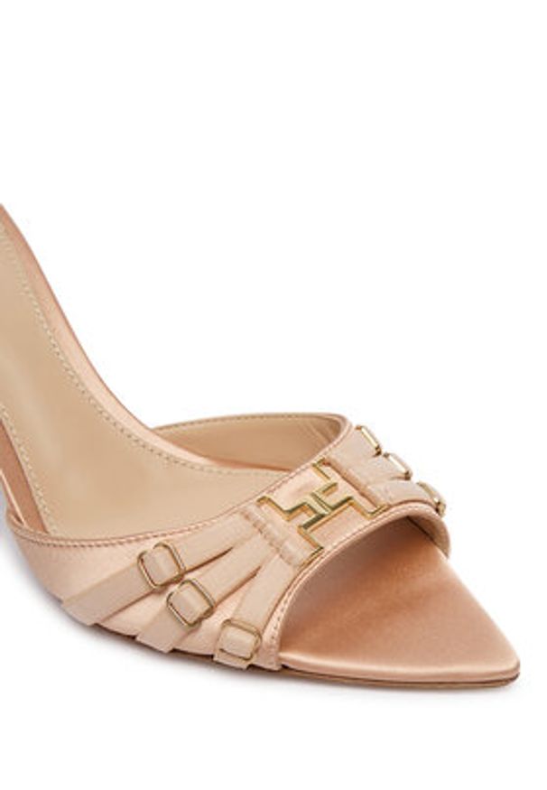 Elisabetta Franchi Klapki SA-76L-62E2-V500 Beżowy. Kolor: beżowy. Materiał: materiał