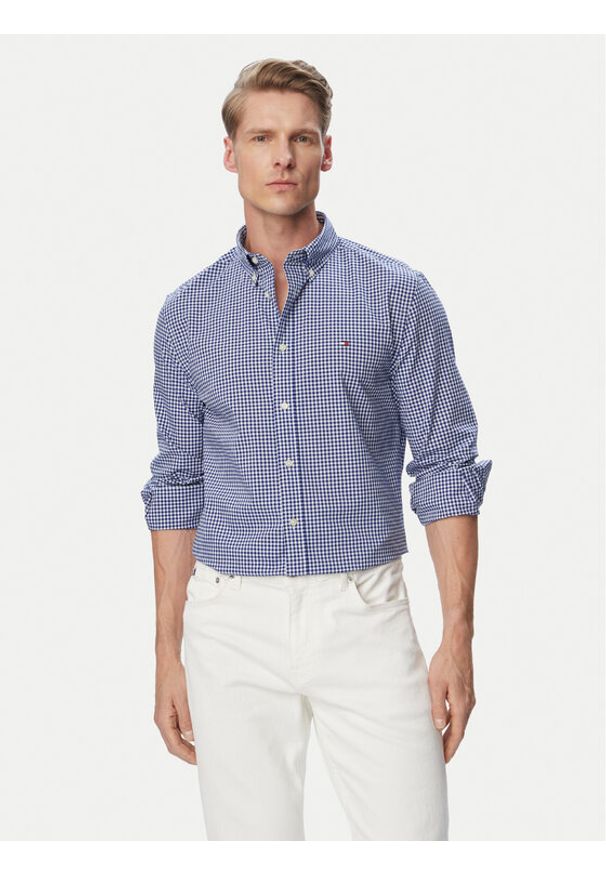 TOMMY HILFIGER - Tommy Hilfiger Koszula Gingham MW0MW43319 Niebieski Regular Fit. Kolor: niebieski. Materiał: bawełna