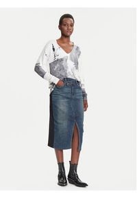 Desigual Spódnica jeansowa Twisted 25WWFD03 Granatowy Regular Fit. Kolor: niebieski. Materiał: bawełna #4