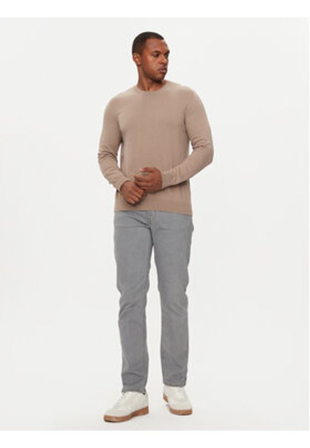 Sisley Sweter 10F2S1C78 Beżowy Slim Fit. Kolor: beżowy. Materiał: bawełna