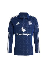 Adidas - Koszulka Manchester United 24/25 Long Sleeve Away. Kolor: niebieski. Materiał: materiał. Długość rękawa: długi rękaw #2