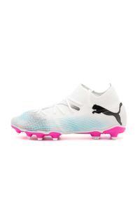 Buty Piłkarskie Puma Future 7 Match Fg/Ag Jr Dzieci. Kolor: różowy, wielokolorowy, biały. Materiał: syntetyk, materiał. Szerokość cholewki: normalna. Sport: piłka nożna #1