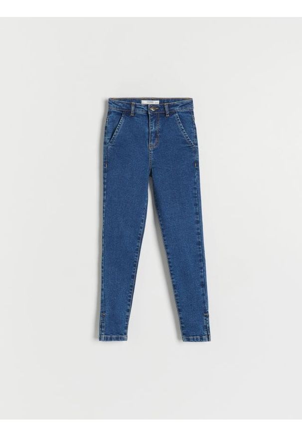 Reserved - Elastyczne jeansy skinny high waist - granatowy. Stan: podwyższony. Kolor: niebieski