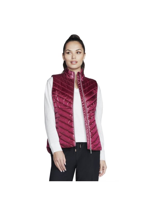 skechers - Kamizelka turystyczna damska GO Shield Shine Vest. Kolor: różowy. Materiał: poliester