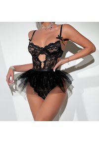 Intica - Komplet bielizny koronkowej z baskinką na romantyczne wieczory Sunnefa. Kolor: czerwony. Materiał: koronka. Wzór: koronka #2