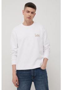 Lee bluza bawełniana męska kolor biały z nadrukiem. Kolor: biały. Materiał: bawełna. Wzór: nadruk