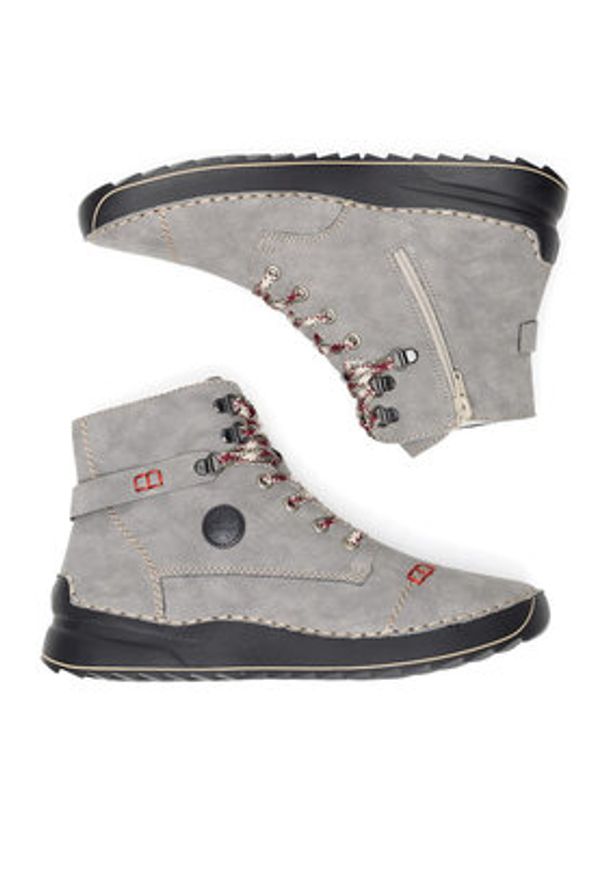 Rieker Trzewiki 51544-64 Szary. Kolor: szary. Materiał: materiał