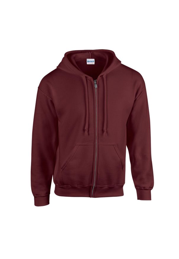GILDAN - Bluza Z Kapturem Dla Dorosłych Unisex Heavy Blend Full Zip. Typ kołnierza: kaptur. Kolor: czerwony, wielokolorowy, brązowy