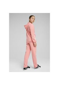 Puma - Młodzieżowy dres z kapturem i metalicznym wykończeniem PUMA Pink Fruit. Kolor: różowy. Materiał: dresówka. Styl: młodzieżowy