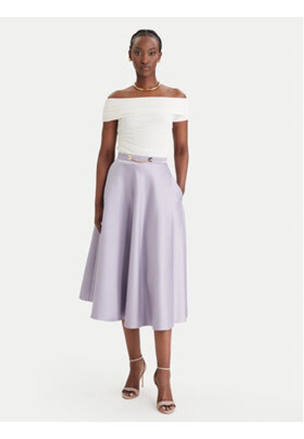 Elisabetta Franchi Spódnica midi GO-156-61E2-V320 Fioletowy Regular Fit. Kolor: fioletowy. Materiał: syntetyk