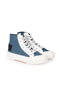 Love Moschino Trampki | JA15022G1MJO5 | Kobieta | Niebieski. Okazja: na co dzień. Zapięcie: zamek. Kolor: niebieski. Materiał: jeans, tkanina, skóra. Sezon: lato. Styl: sportowy, casual, elegancki