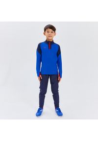 KIPSTA - Spodnie piłkarskie dla dzieci Kipsta Viralto. Okazja: na co dzień. Kolor: wielokolorowy, czerwony, niebieski. Materiał: poliester, materiał, elastan. Styl: casual