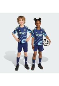 Adidas - Zestaw Ajax Amsterdam 25/26 Away Kids. Kolor: niebieski. Sport: piłka nożna