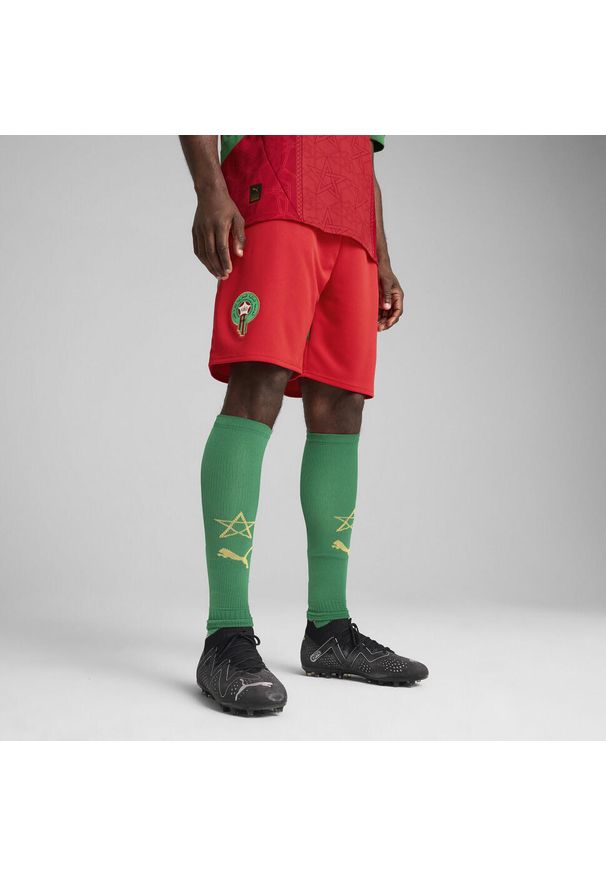 Puma - Męskie szorty Maroko 2025 PUMA Red Archive Green. Kolor: czerwony, zielony, wielokolorowy. Sport: piłka nożna