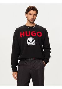 Hugo Sweter Selm 50528298 Czarny Regular Fit. Kolor: czarny. Materiał: bawełna