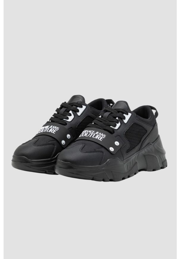 Versace Jeans Couture - VERSACE JEANS COUTURE Czarne sneakersy męskie Fondo Speedtrack DIS. SC4, Rozmiar 43. Kolor: czarny