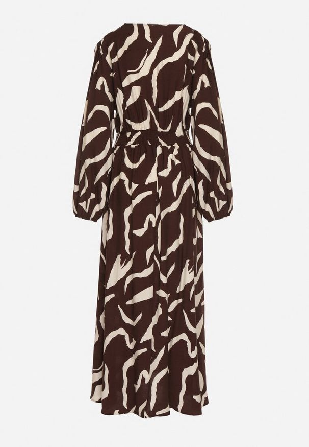 Born2be - Brązowa Rozkloszowana Sukienka z Wiskozą Netania. Okazja: na co dzień. Kolor: brązowy. Materiał: wiskoza. Długość rękawa: długi rękaw. Typ sukienki: proste. Styl: casual