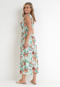 Born2be - Zielona Sukienka Maxi z Kopertowym Dekoltem i Gumkami w Pasie Atalie. Kolor: zielony. Materiał: tkanina. Długość rękawa: na ramiączkach. Sezon: wiosna, lato. Typ sukienki: kopertowe. Długość: maxi #4