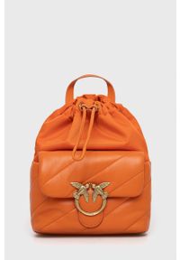 Pinko plecak damski kolor pomarańczowy mały gładki. Kolor: pomarańczowy. Wzór: gładki #1