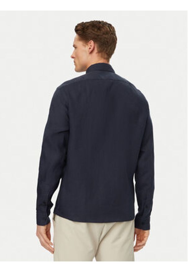 BOSS Koszula H-Liam 50556077 Granatowy Regular Fit. Kolor: niebieski. Materiał: len