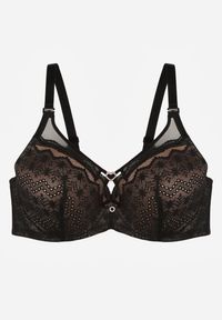 Born2be - Czarno-Beżowy Koronkowy Biustonosz Ozdobiony Cyrkoniowym Sercem Galirope. Kolor: czarny. Materiał: koronka. Wzór: aplikacja #6