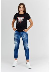 Guess - GUESS Czarny t-shirt damski icon, Rozmiar XS. Kolor: czarny. Materiał: bawełna #4