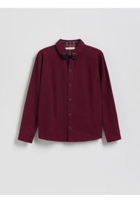 Reserved - Bawełniana koszula z muszką - bordowy. Kolor: czerwony. Materiał: bawełna #1
